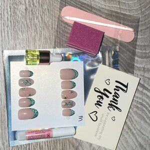 Glitter French Tip Press-On Nails Set